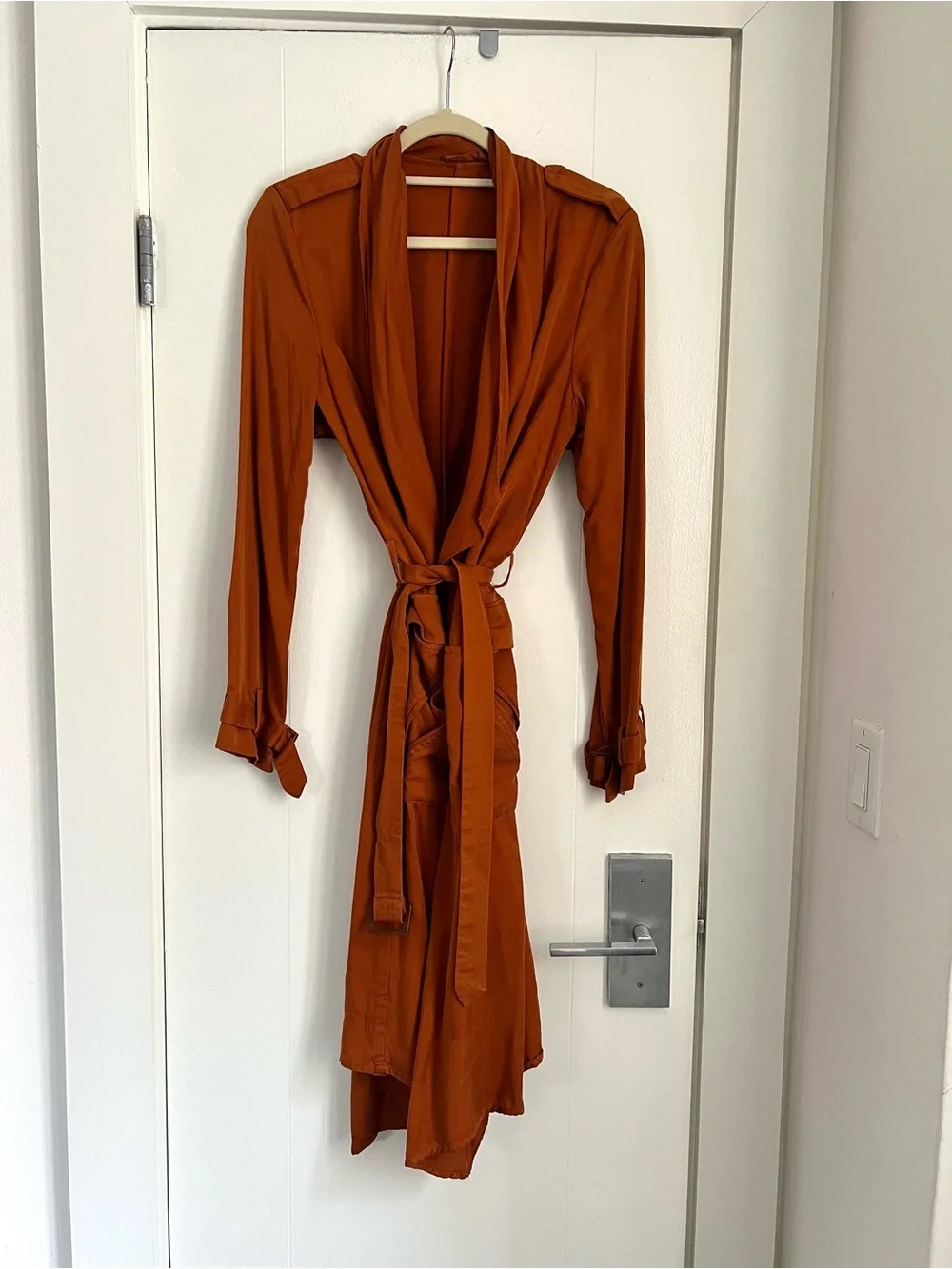 ZARA | Burnt Orange Lightweight Trench Coat - Small - Picture 4 of 8